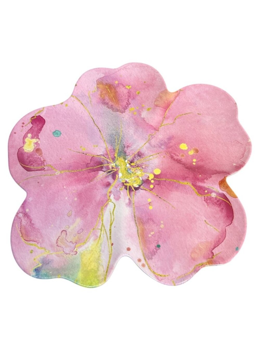 Flower Shaped Melamine 13" Dinner Plates Set of 5 Pink Hibiscus Floral Tropical